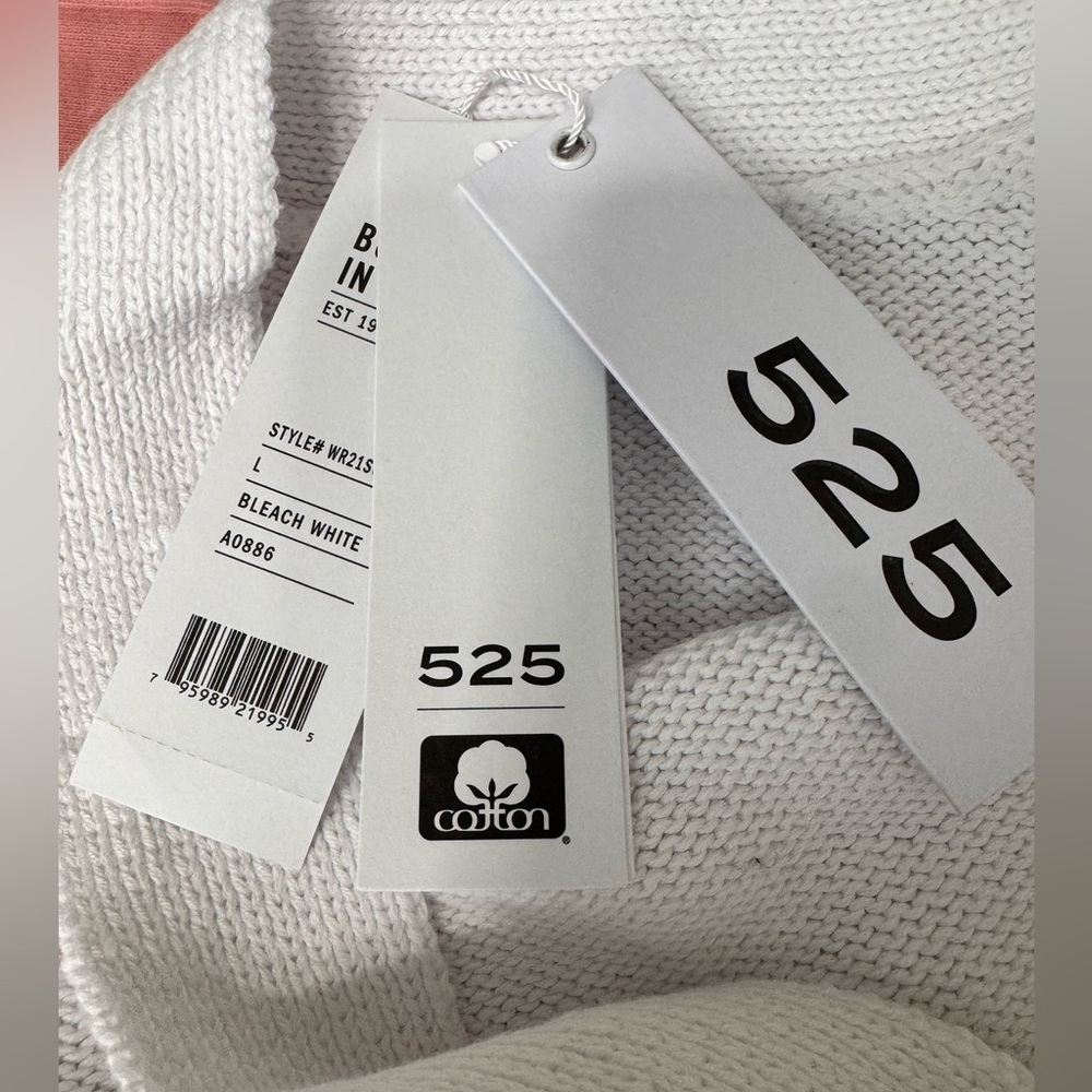 525 America Off Shoulder Button Front Cotton Sweater White Large NWT - Picture 9 of 10